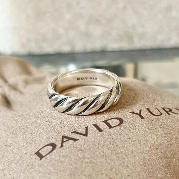 David Yurman 925 Sterling Silver 6mm Sculpted Cable Contour Ring Size 8US - Picture 2 of 4